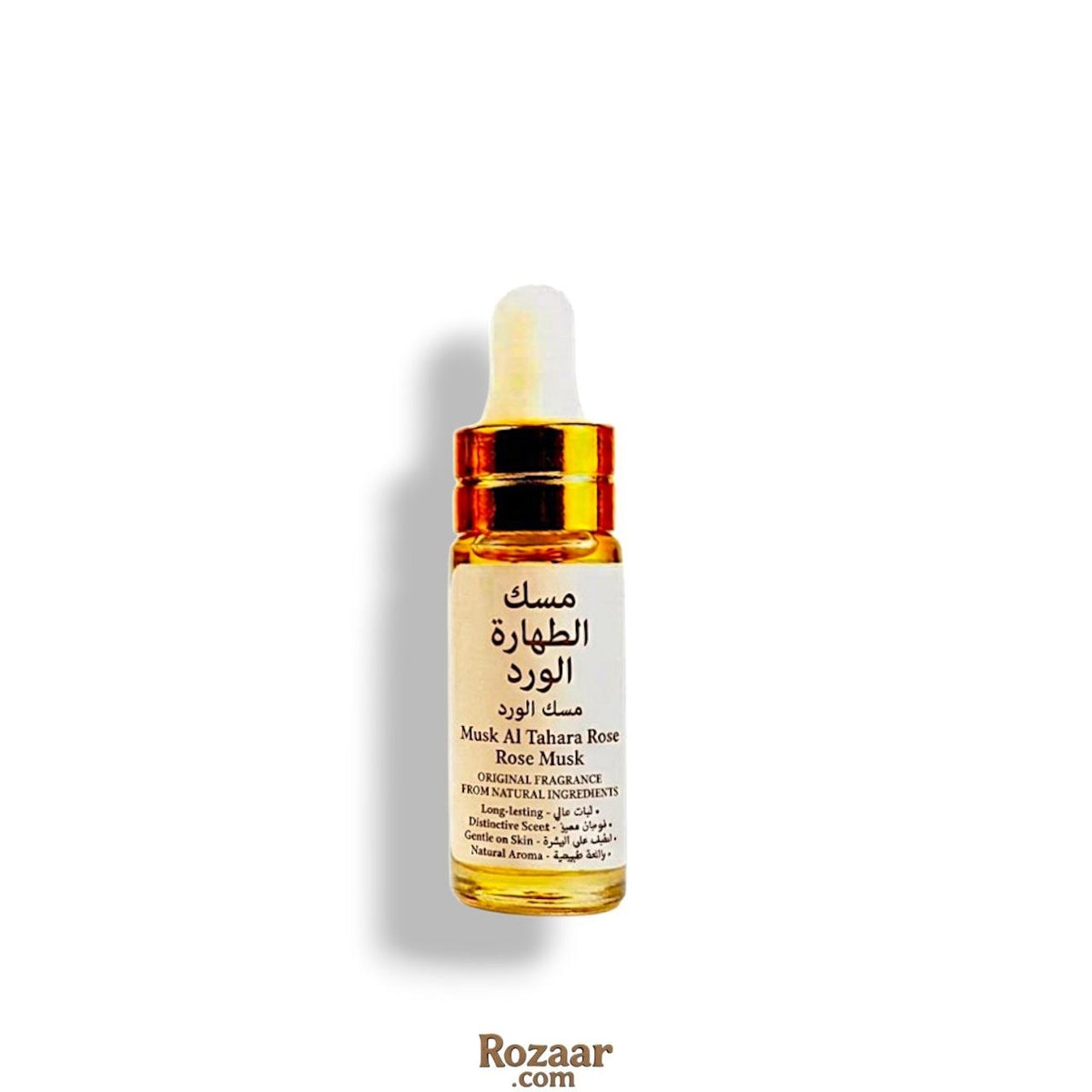 Rozaar Rosen Musk Altahara perfume oil, 6 ml glass dropper bottle with golden cap