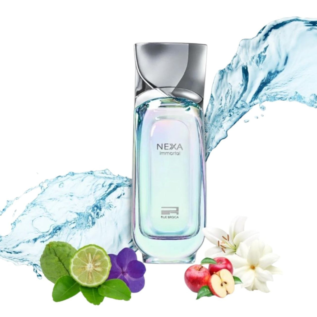 Rue Broca Nexa Immortal EDP 100 ml perfume bottle with citrus, flowers and water