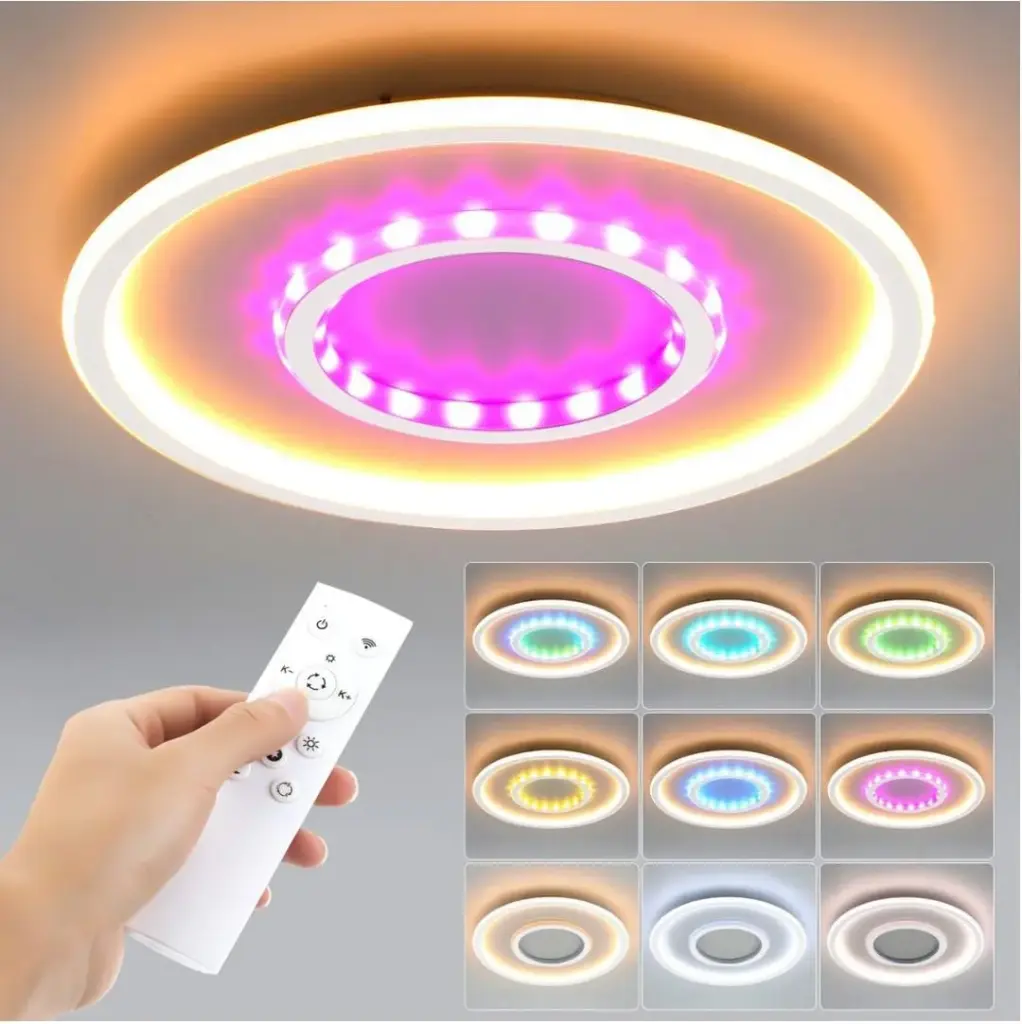 LED Deckenleuchte 55W Doppelte LED Deckenleuchte, RGB Farbwechsel Lamp ,